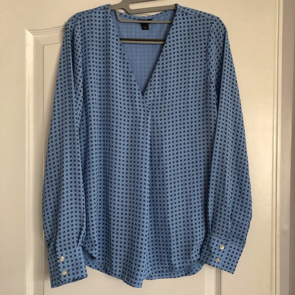 Ann Taylor Blue Pleat Front Top - Picture 1 of 5